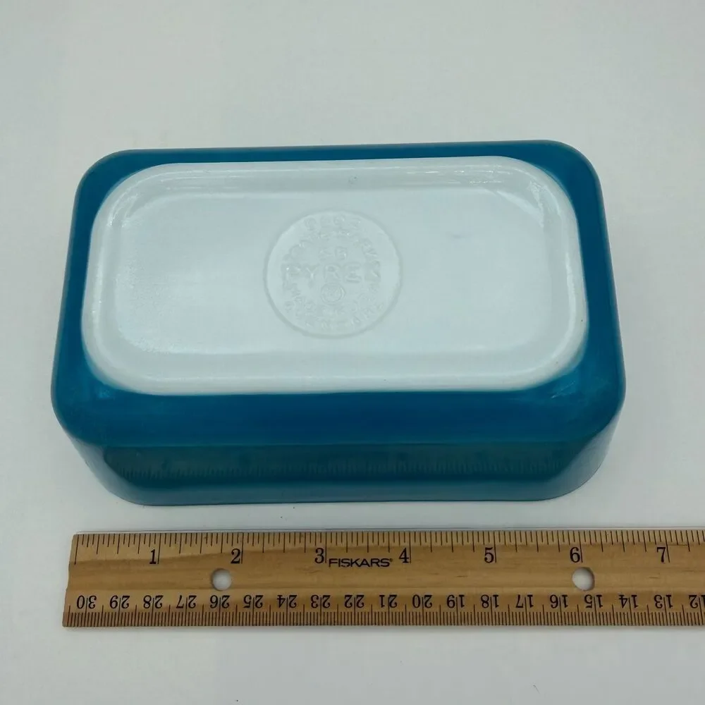 Vintage Pyrex 502 Refrigerator Dish ~ Turquoise Blue 1½ Qt Mid Century